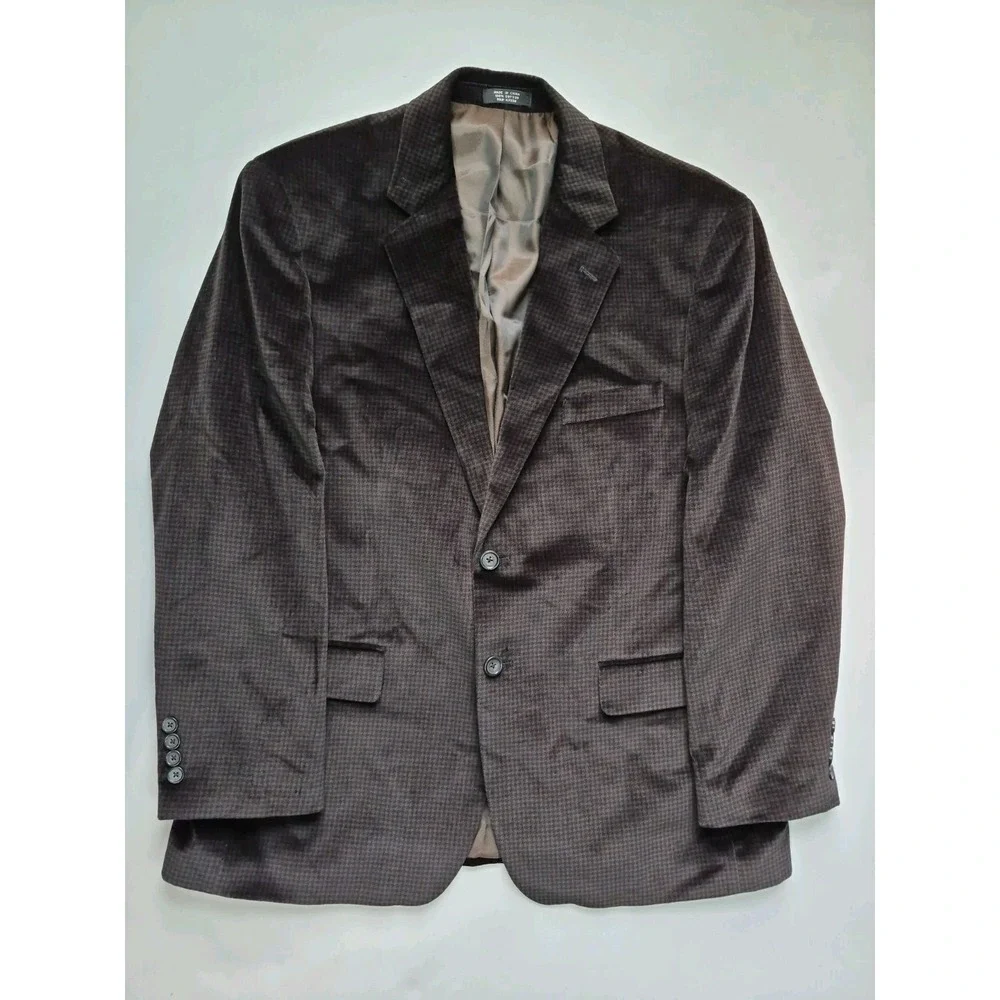 Jones New York Mens Sports Coat 42S Dark Brown Velvet 2 Button Blazer J701
